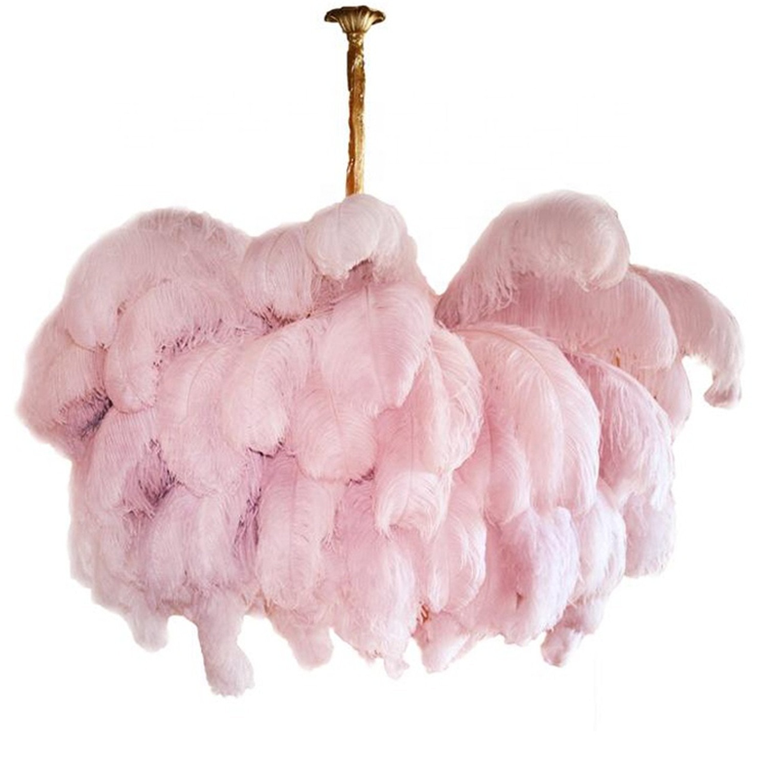 Veren Kroonluchter 56 Handgekleurde Pluimen Messing Fitting Goud Zilver Hollywood Glamour Statement Verlichting | Sansoti