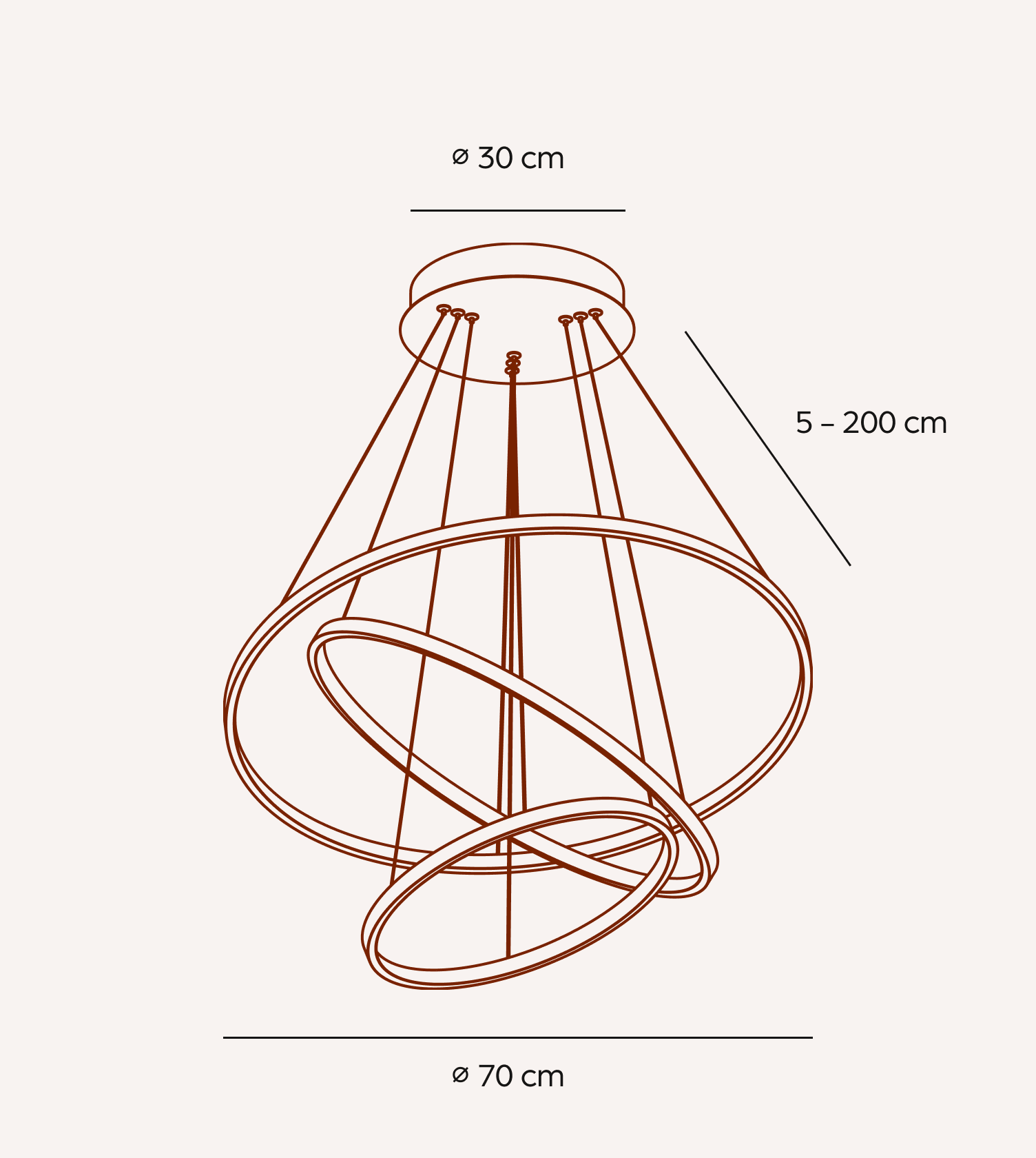 LED Hanglamp Ringen 70-55-40cm Dimbaar Aluminium Design | Sansoti