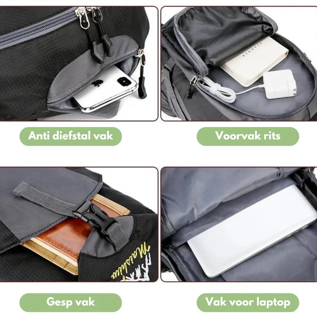 Waterdichte Outdoor Rugzak 40L Zwart Groen Blauw Wandelen Camping Trekking | Sansoti