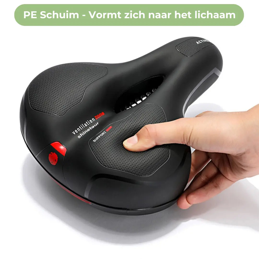 Fietszadel Ergonomisch Geheugen Schuim Waterdicht Kunstleer Zwart Reflecterend Zadelpijn Comfort Lange Tochten Federung Alle Fietsen | Sansoti