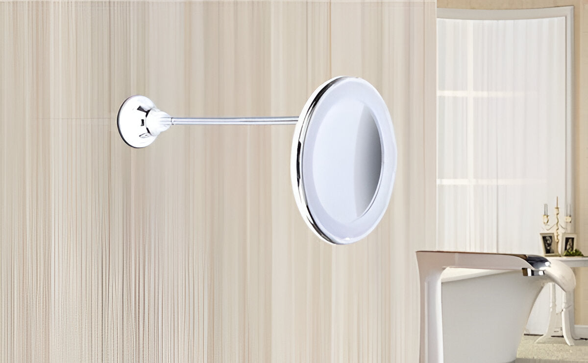 Vergrotende Make-up Spiegel 10x met LED Verlichting Zuignap Draaibaar Verstelbaar voor Badkamer Schminkspiegel | Sansoti