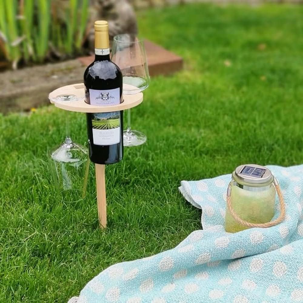 Tablette Portable pour Vin en Pique-Nique & Plein Air – Vin et Verres en Sécurité à l'Extérieur