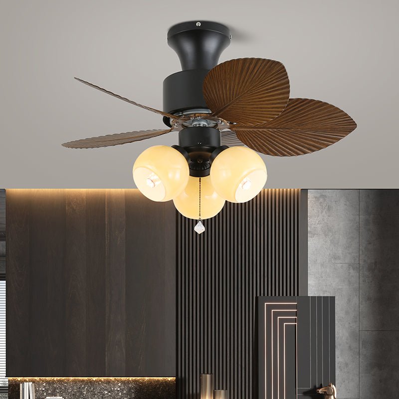 Tropische Plafondventilator met Glazen Verlichting – Ø 81cm – 6 Snelheden & Afstandsbediening | Sansoti