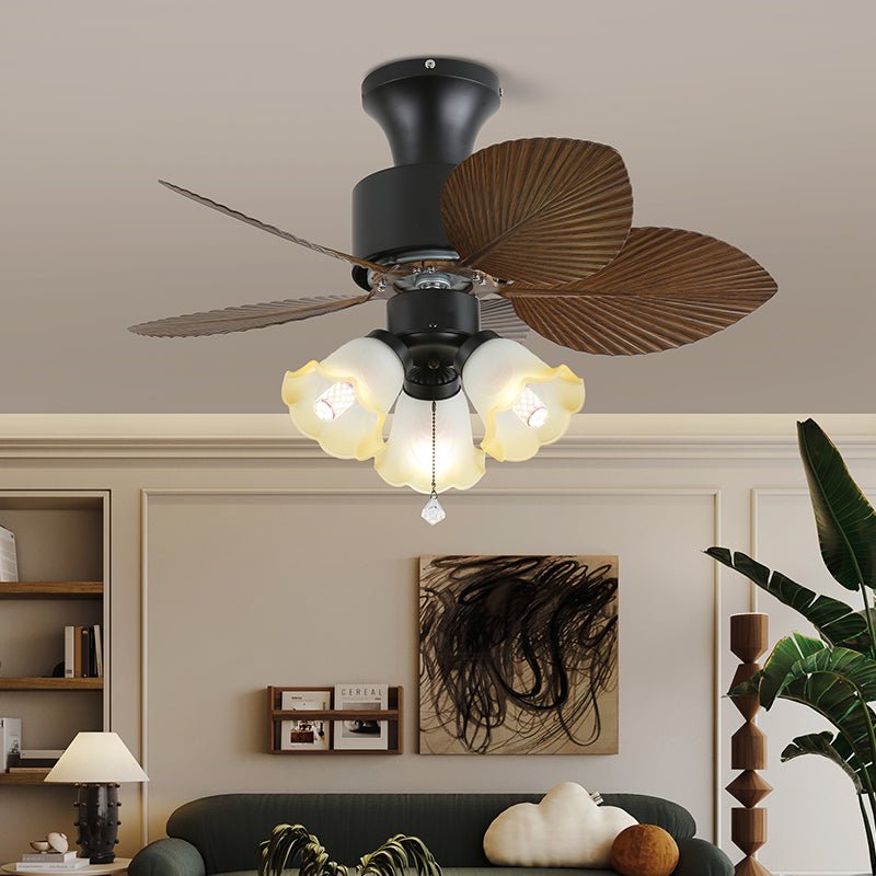 Tropische Plafondventilator met Glazen Verlichting – Ø 81cm – 6 Snelheden & Afstandsbediening | Sansoti