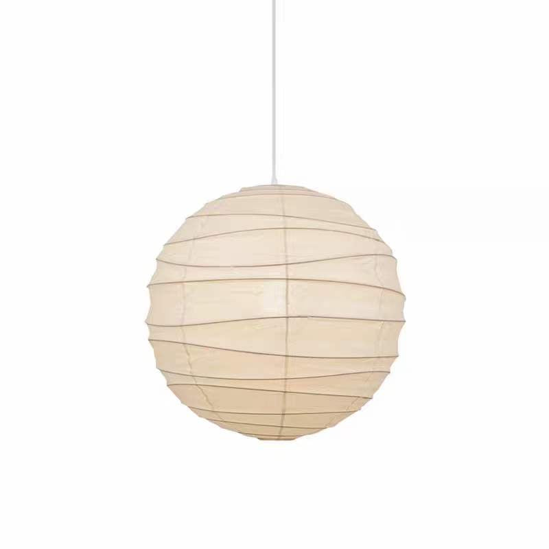 Kugelförmige Reispapier-Hängelampe 30–60 cm, Metallrahmen, skandinavisches Design, Esszimmer, Schlafzimmer, Wohnzimmer | Sansoti
