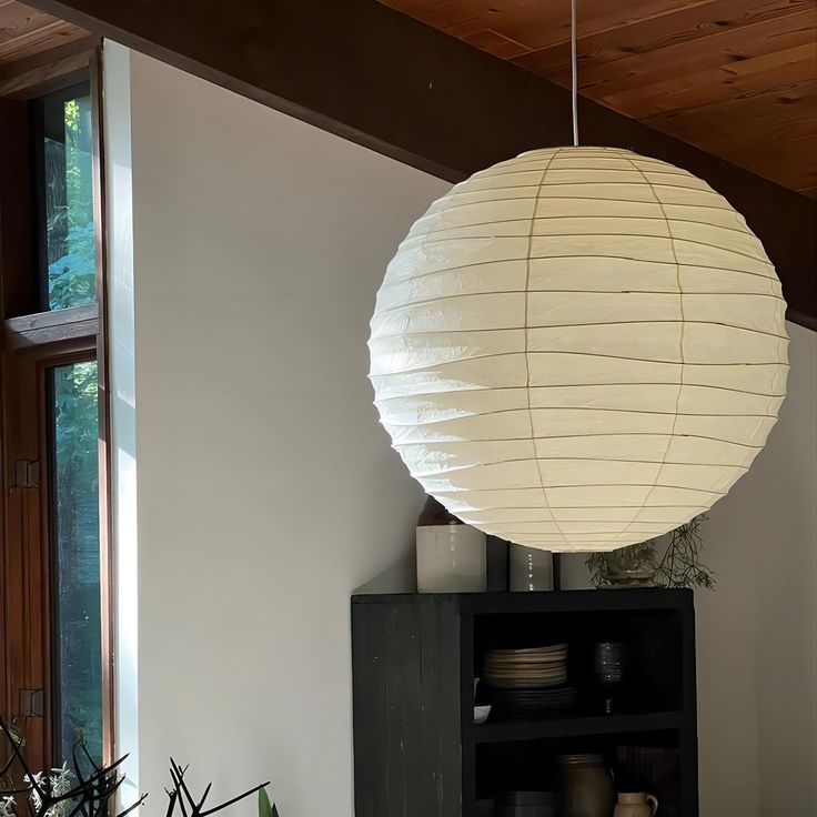 Kugelförmige Reispapier-Hängelampe 30–60 cm, Metallrahmen, skandinavisches Design, Esszimmer, Schlafzimmer, Wohnzimmer | Sansoti