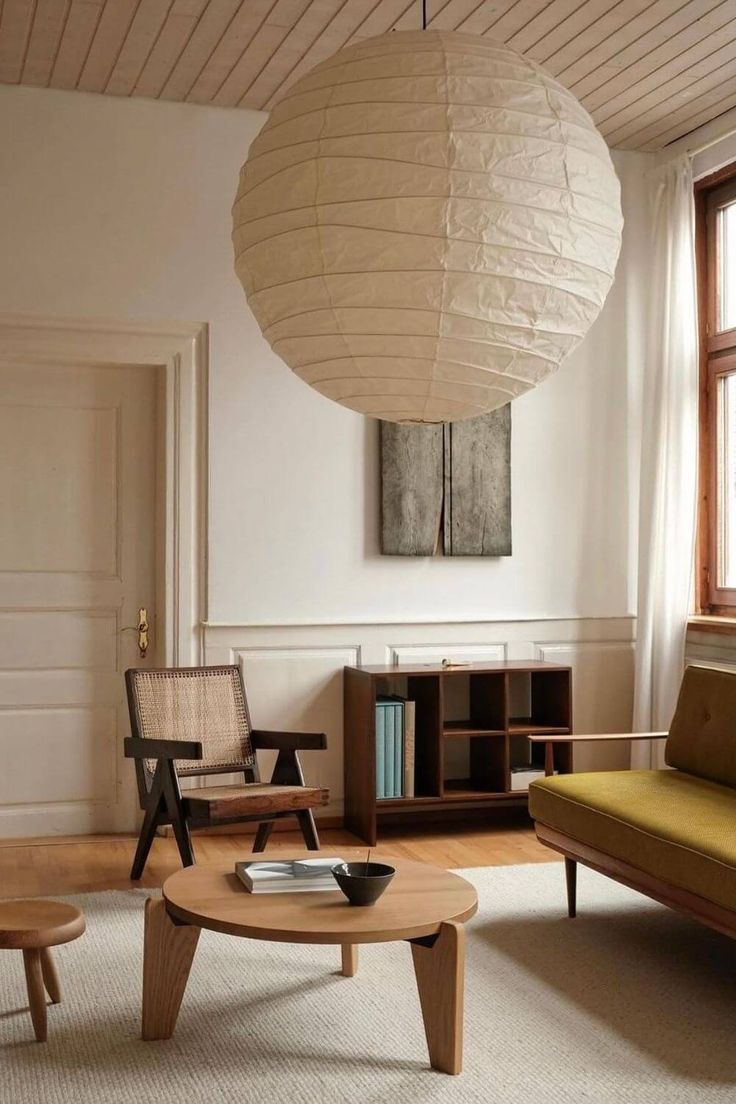 Kugelförmige Reispapier-Hängelampe 30–60 cm, Metallrahmen, skandinavisches Design, Esszimmer, Schlafzimmer, Wohnzimmer | Sansoti