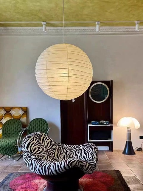 Kugelförmige Reispapier-Hängelampe 30–60 cm, Metallrahmen, skandinavisches Design, Esszimmer, Schlafzimmer, Wohnzimmer | Sansoti
