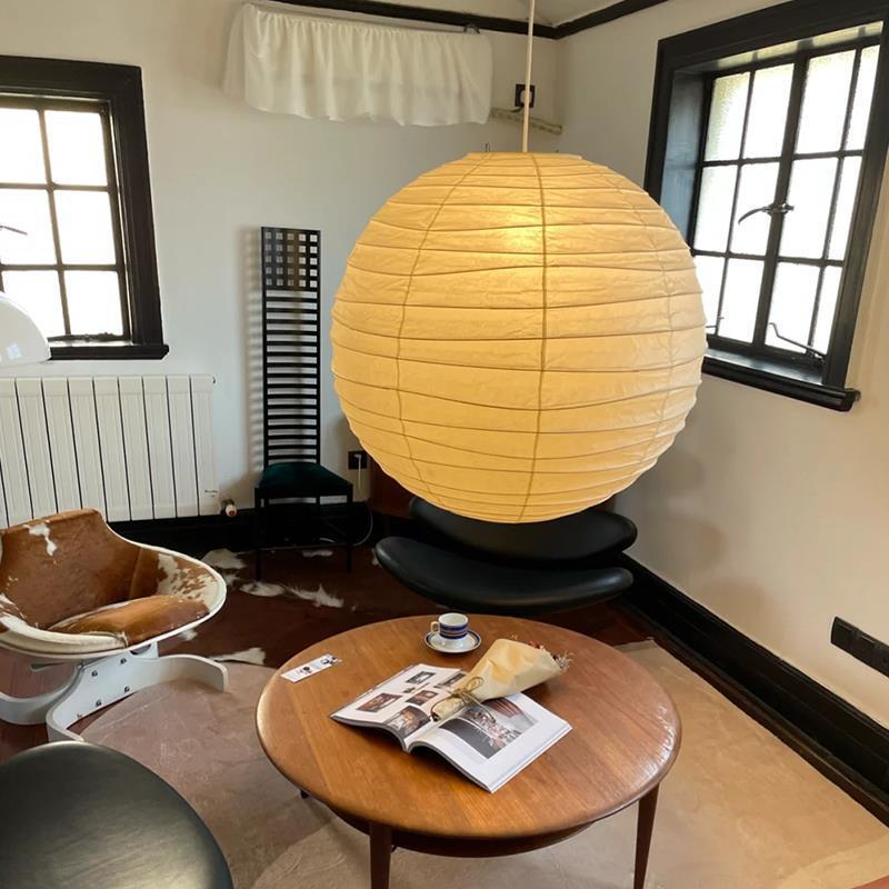 Kugelförmige Reispapier-Hängelampe 30–60 cm, Metallrahmen, skandinavisches Design, Esszimmer, Schlafzimmer, Wohnzimmer | Sansoti