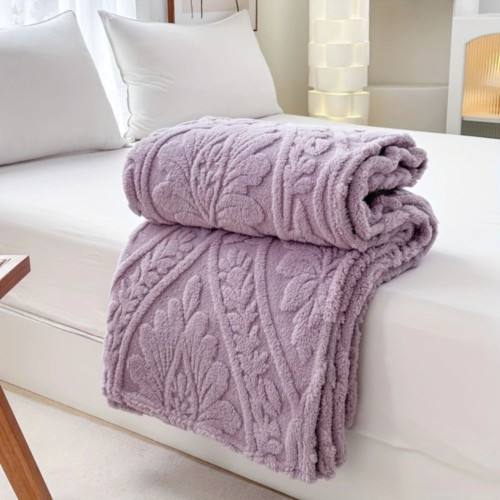 Plaid jacquard en polaire à relief géométrique, couverture en microfibre pour lit et canapé, salon et chambre, gris beige chaud | Sansoti