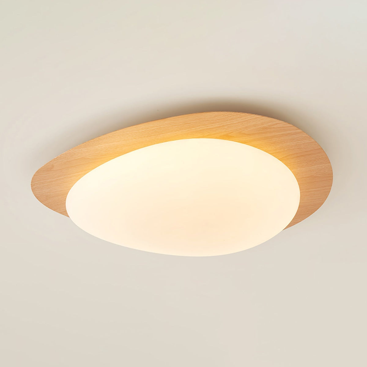 Plafonnier au design organique en forme de galet, finition bois, LED en acrylique, lumière chaude, éclairage pour salon et salle à manger | Sansoti
