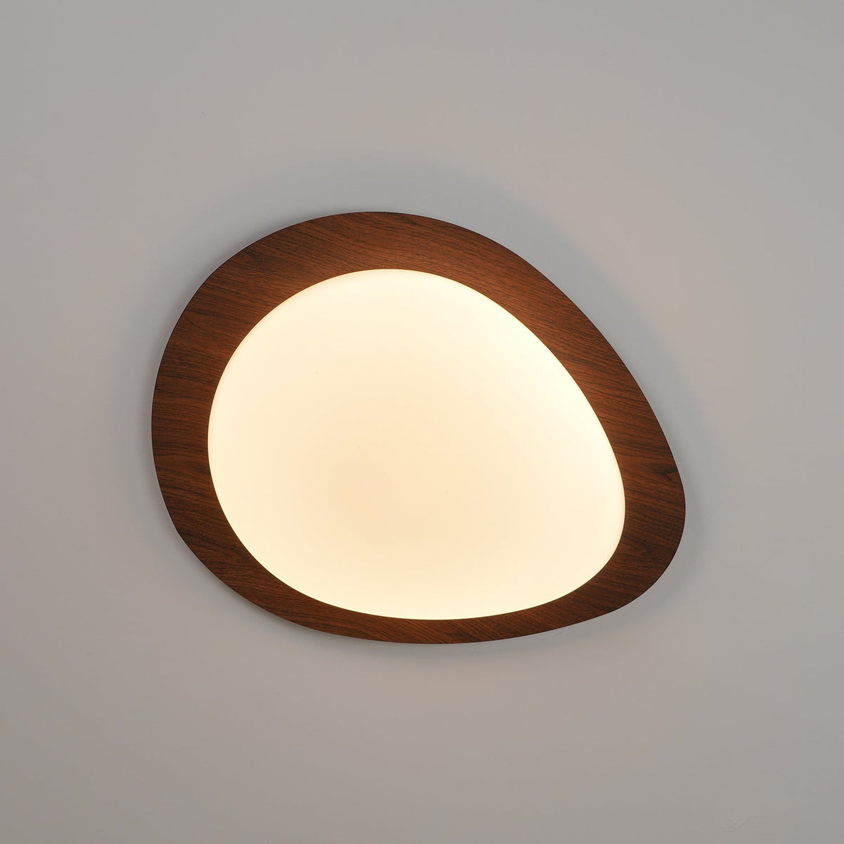 Plafonnier au design organique en forme de galet, finition bois, LED en acrylique, lumière chaude, éclairage pour salon et salle à manger | Sansoti