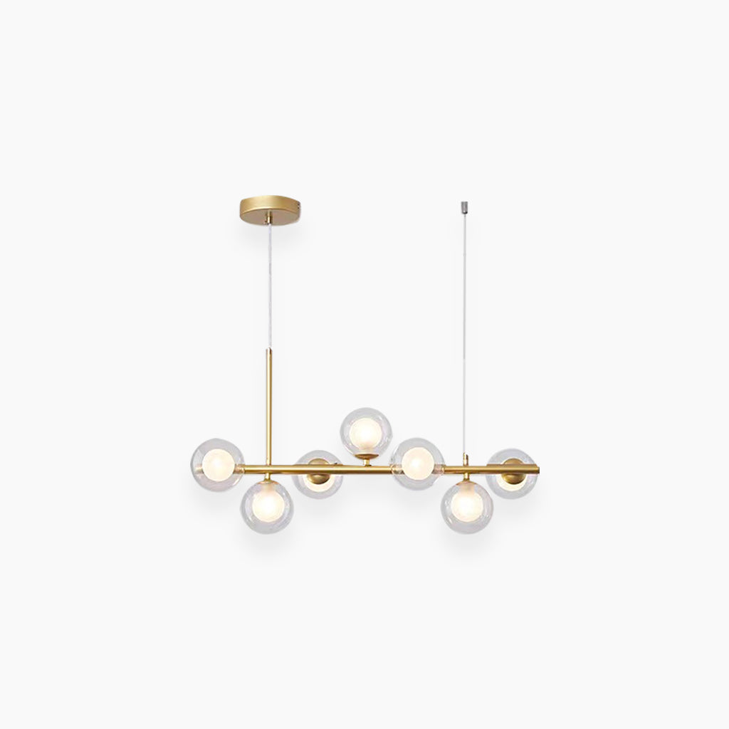 Glasball-Pendelleuchte mit goldenem Rahmen, 7–11 Lichtquellen, moderner Kronleuchter mit einstellbarer Farbtemperatur | Sansoti