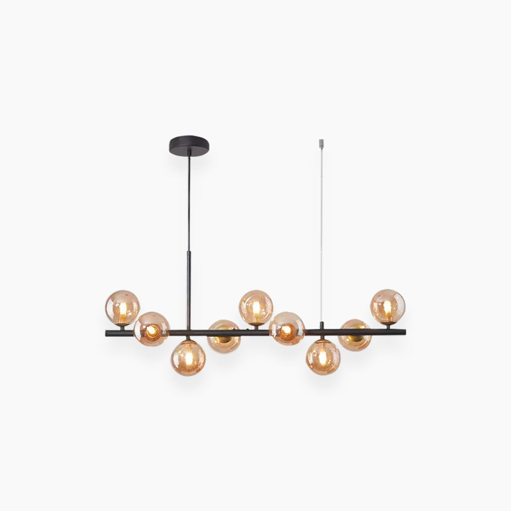 Glasball-Pendelleuchte mit goldenem Rahmen, 7–11 Lichtquellen, moderner Kronleuchter mit einstellbarer Farbtemperatur | Sansoti