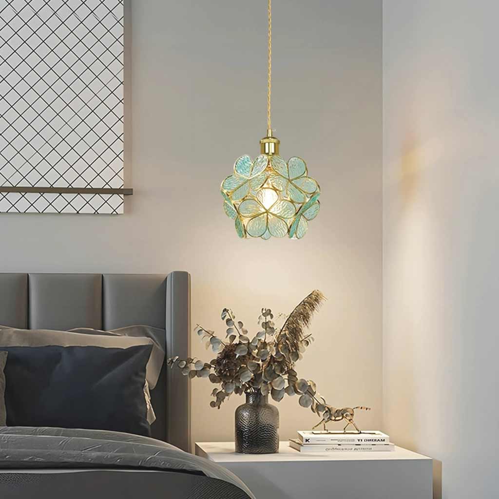 Lampa wisząca Płatki kwiatów Szkło Mosiądz Regulowana Oświetlenie LED Jadalnia Kuchnia Salon Nordic Skandynawski | Sansoti