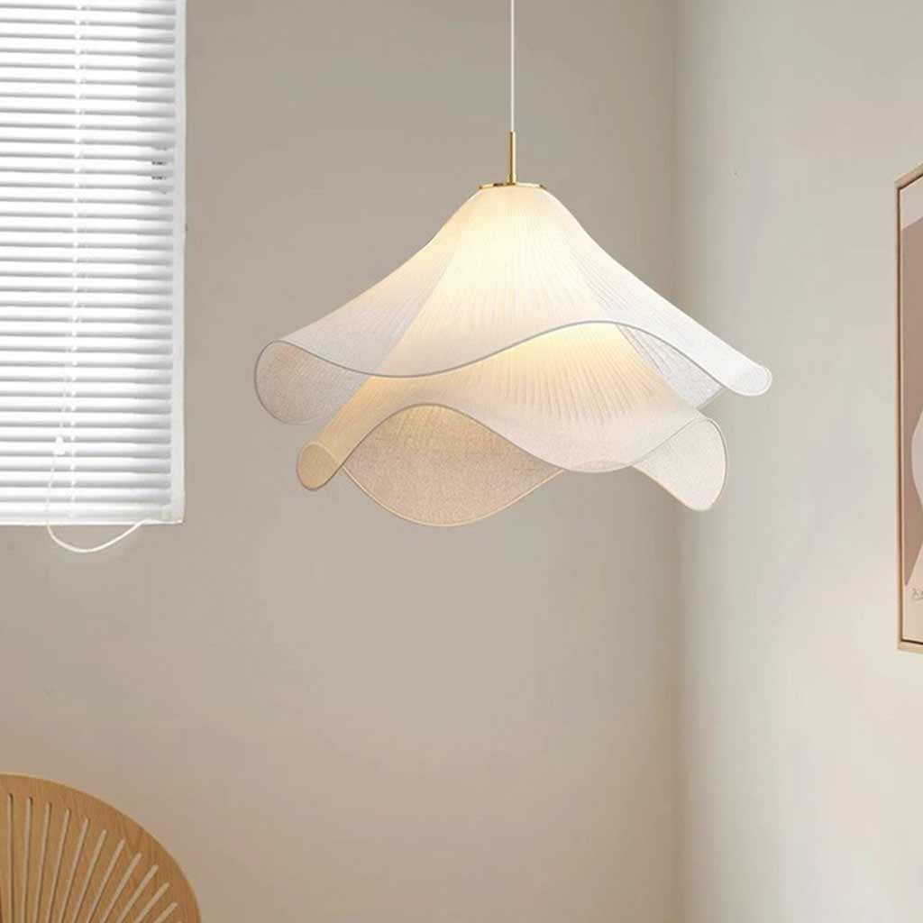 Hängeleuchte mit geschichteter Blütenblütenstoffschirm Deckenbeleuchtung Wohnzimmer Esszimmer Lampenschirm Skandinavisches Design | Sansoti