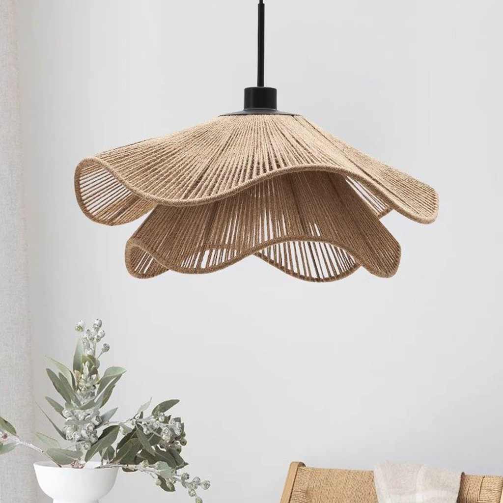 Hängeleuchte mit geschichteter Blütenblütenstoffschirm Deckenbeleuchtung Wohnzimmer Esszimmer Lampenschirm Skandinavisches Design | Sansoti