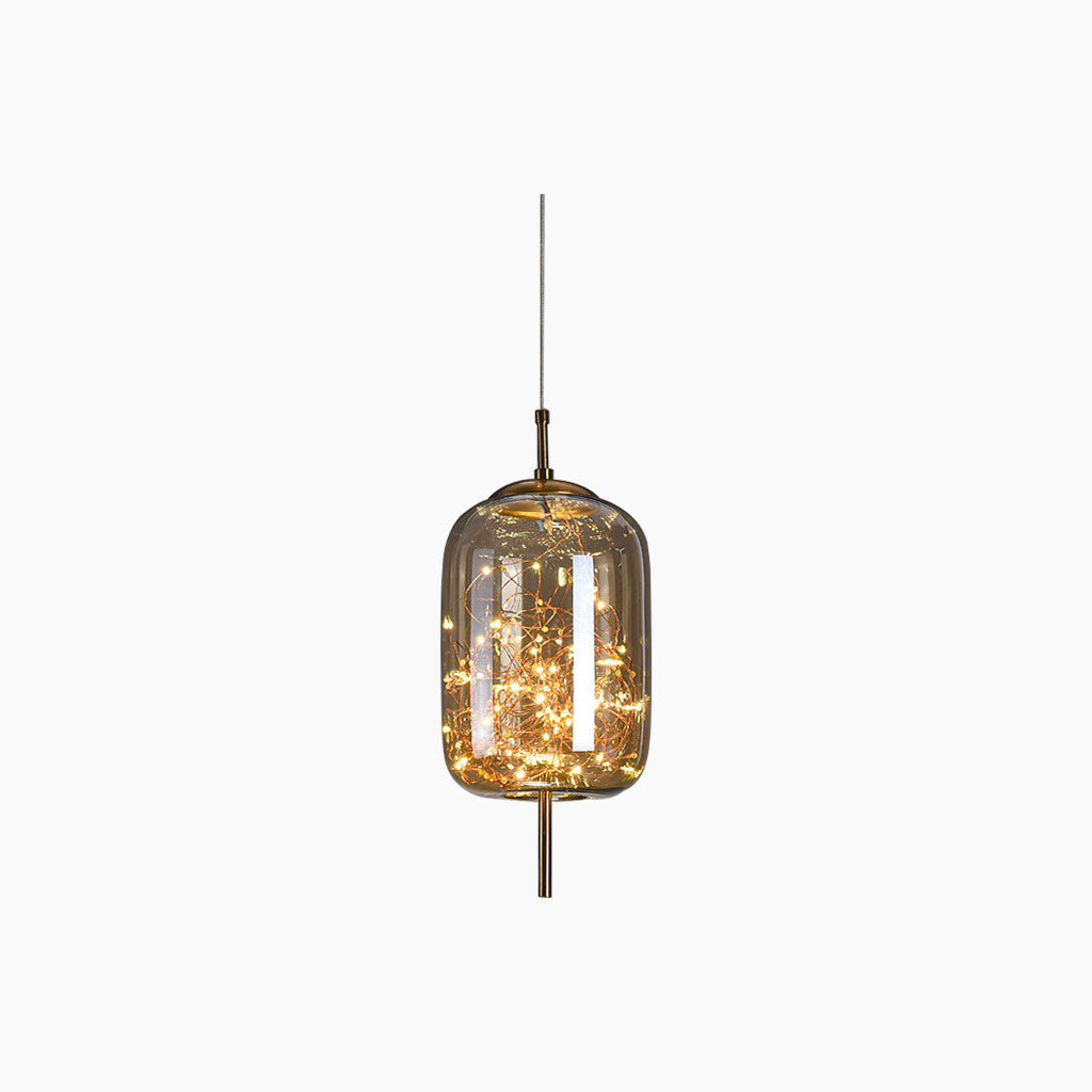 Glas-Pendelleuchte mit Sternenmuster Grau Bernstein Verstellbares Licht Skandinavisches Design Esszimmer Wohnzimmer Stimmungsbeleuchtung | Sansoti