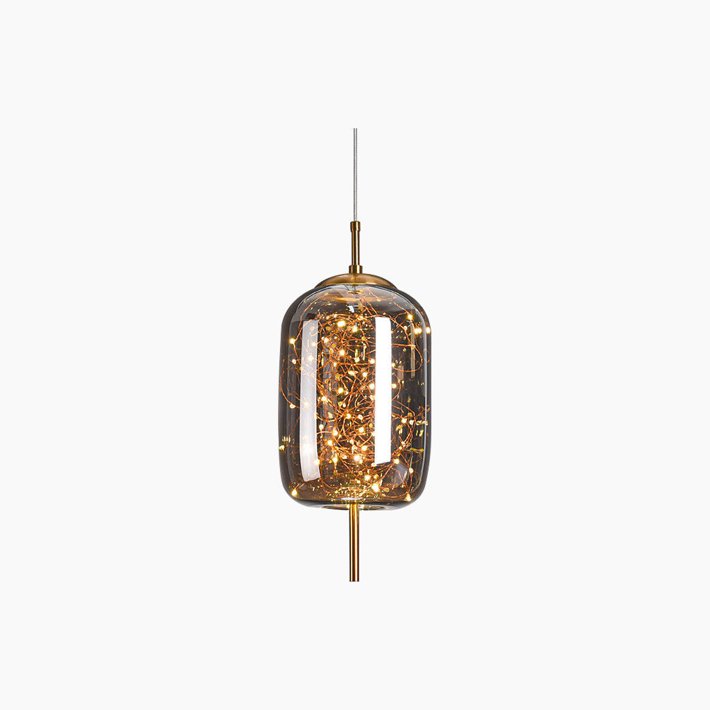 Glas-Pendelleuchte mit Sternenmuster Grau Bernstein Verstellbares Licht Skandinavisches Design Esszimmer Wohnzimmer Stimmungsbeleuchtung | Sansoti
