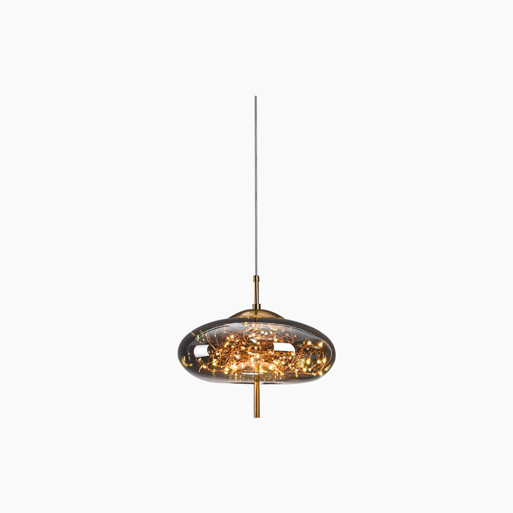 Glas-Pendelleuchte mit Sternenmuster Grau Bernstein Verstellbares Licht Skandinavisches Design Esszimmer Wohnzimmer Stimmungsbeleuchtung | Sansoti