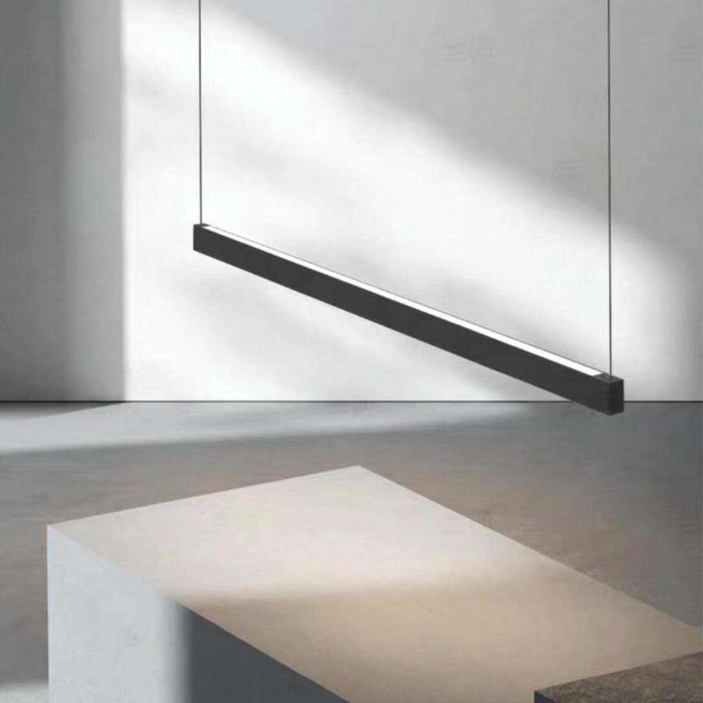 Lineare dimmbare LED-Pendelleuchte, schwarz, Aluminium, direktes und indirektes Licht für Kücheninsel, Esstisch und Wohnzimmer | Sansoti