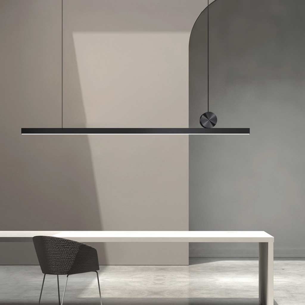 Lineare Hängeleuchte Dimmbar LED Aluminium Schwarz 100-200cm Esstisch Wohnzimmer Modernes skandinavisches Design | Sansoti