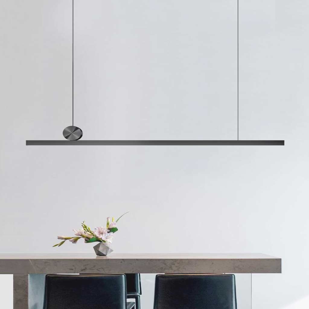 Lineare Hängeleuchte Dimmbar LED Aluminium Schwarz 100-200cm Esstisch Wohnzimmer Modernes skandinavisches Design | Sansoti