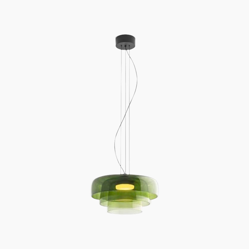 Mehrschichtige Glas-Pendelleuchte LED Dimmbar mit farbigen Schirmen Skandinavisches Design für Esszimmer Wohnzimmer | Sansoti