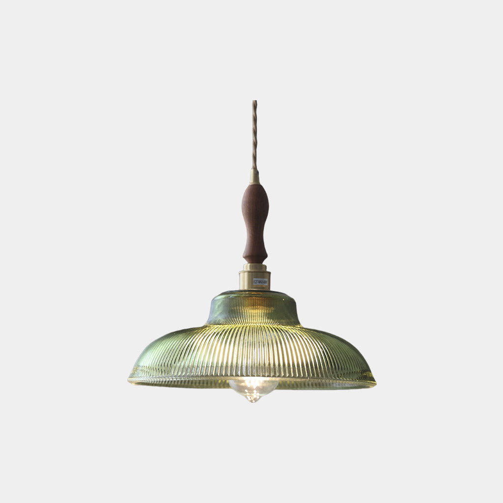 Pendelleuchte geriffeltes Glas Grün Messing Art déco Vintage Esszimmer Stimmungsvolles warmes Licht Retro-Stil Design | Sansoti