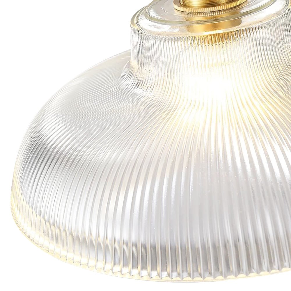 Vintage Pendant Lamp with Prismatic Glass - E27 Socket - Brass & Green - Dimmable - Retro Kitchen Lighting - Dining Table Lighting | Sansoti