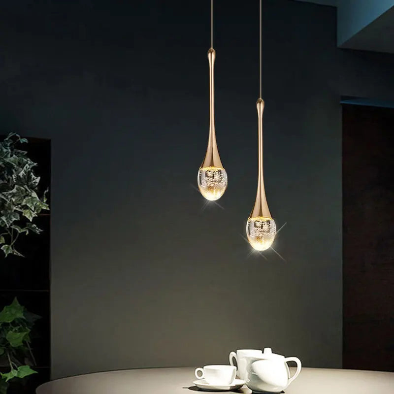 Hanglamp Glas Druppel Aluminium 3000K Warm Wit Eetkamer Woonkamer Pendellamp Glazen Bol Verstelbaar Snoer Hal | Sansoti