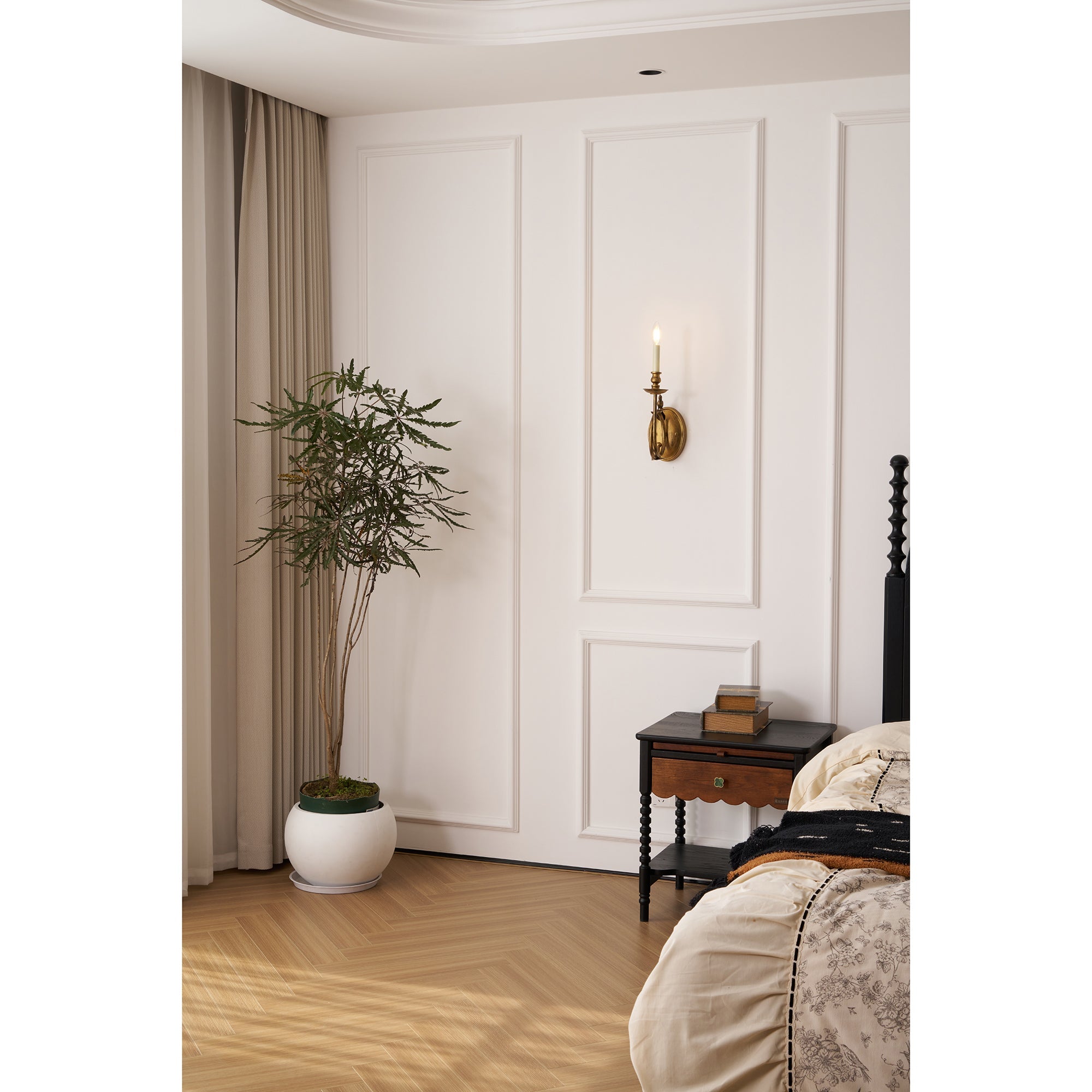 Applique murale vintage avec oiseau sur branche en laiton antique – applique classique avec douille E14 pour chambre, hall et salon | Restfield