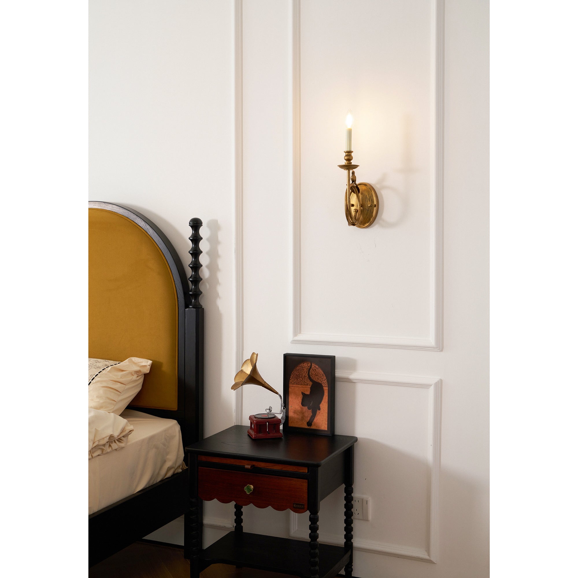 Applique murale vintage avec oiseau sur branche en laiton antique – applique classique avec douille E14 pour chambre, hall et salon | Restfield
