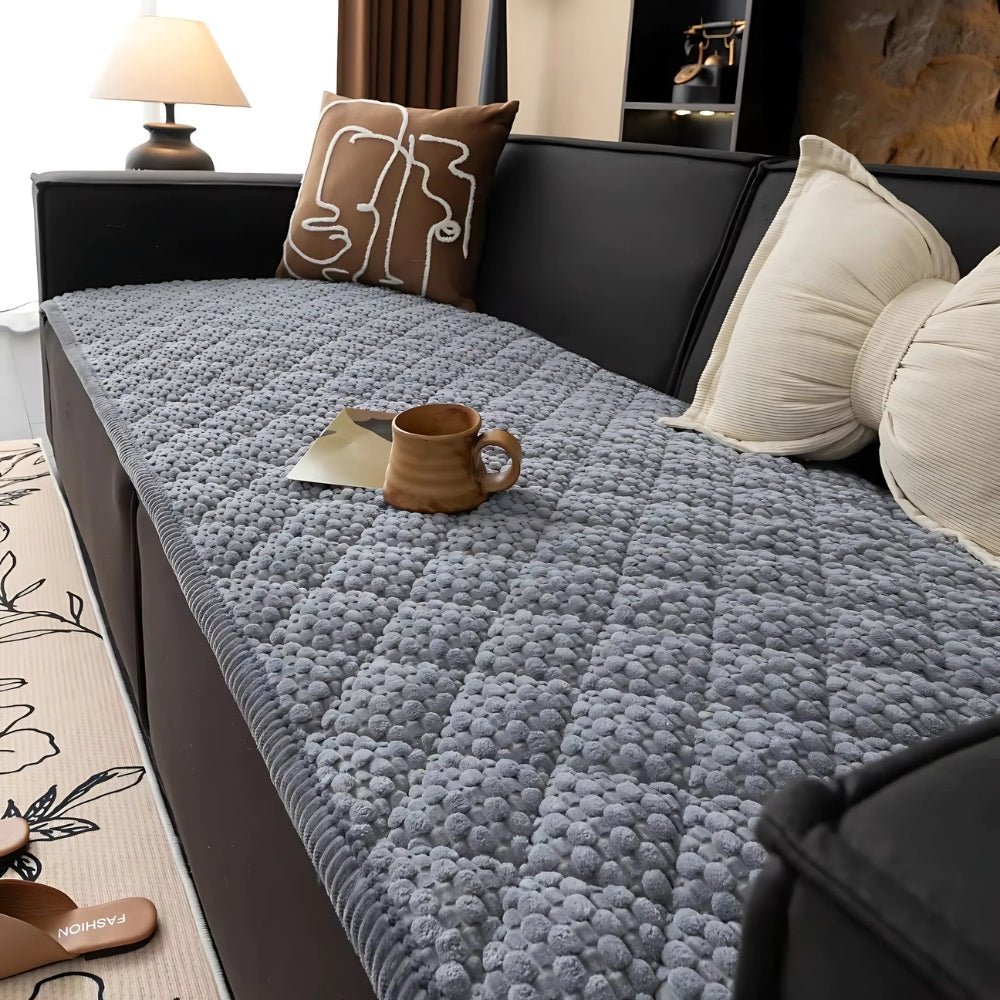 Premium Gewatteerde Bankhoes — Beschermt Tegen Huisdieren, Krabben & Vlekken — Antislip Structuurontwerp — Machinewasbaar — Zachte Pluche Fleece met Geometrisch Patroon — Voor Eenzits, Tweezits, Driezits Loungebank | Sansoti