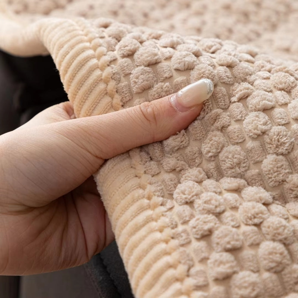 Premium Gewatteerde Bankhoes — Beschermt Tegen Huisdieren, Krabben & Vlekken — Antislip Structuurontwerp — Machinewasbaar — Zachte Pluche Fleece met Geometrisch Patroon — Voor Eenzits, Tweezits, Driezits Loungebank | Sansoti