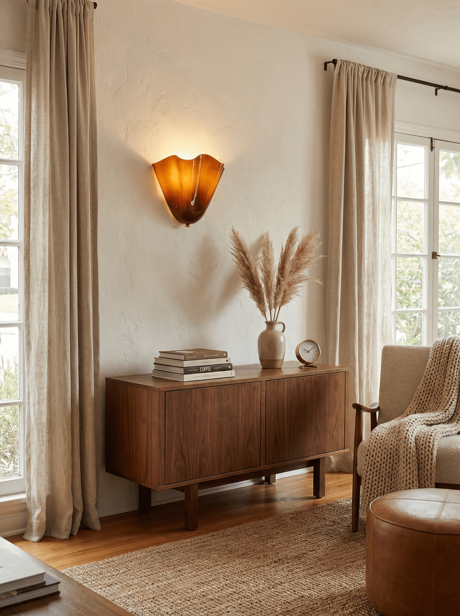Petalia Wandlamp — Sculptural Petal-Geïnspireerde Glazen Wandverlichting met G9 Fitting en Hardwired Installatie (28 × 25 × 13 cm) | Sansoti