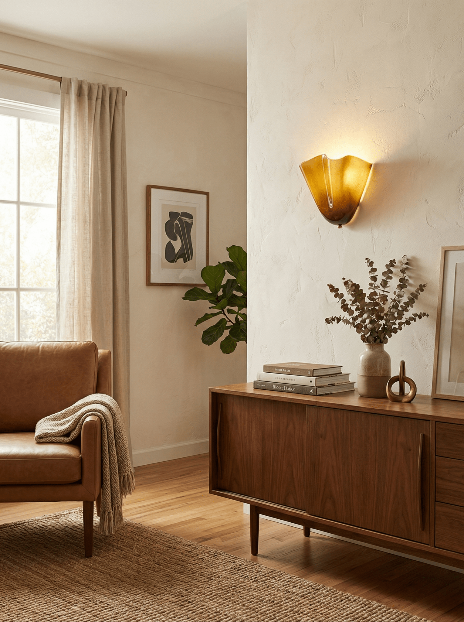 Petalia Wandlamp — Sculptural Petal-Geïnspireerde Glazen Wandverlichting met G9 Fitting en Hardwired Installatie (28 × 25 × 13 cm) | Sansoti