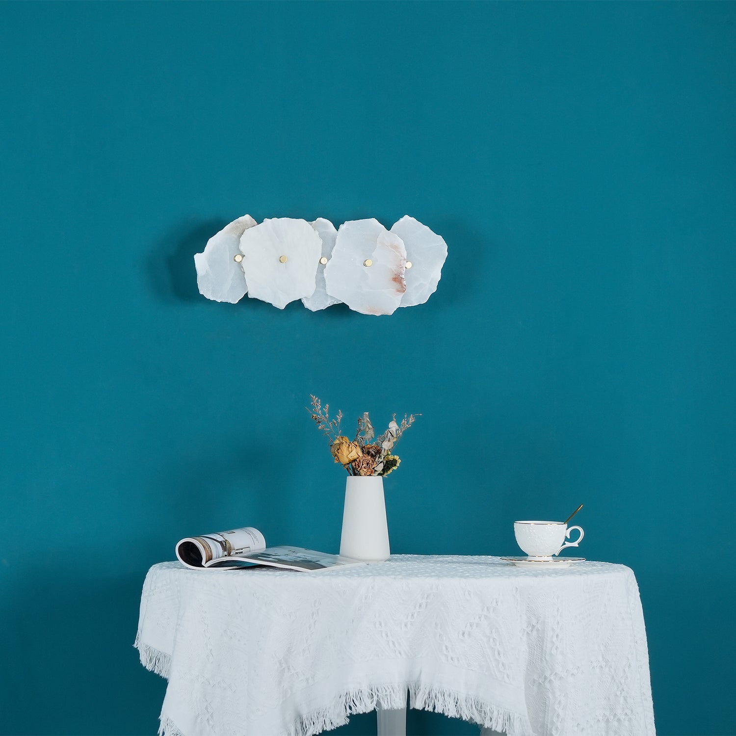 Alabasten Wandlamp — Echte Natuursteen met Gouden Armatuur — 1/3/5/7/9 Lichtpunten | Sansoti
