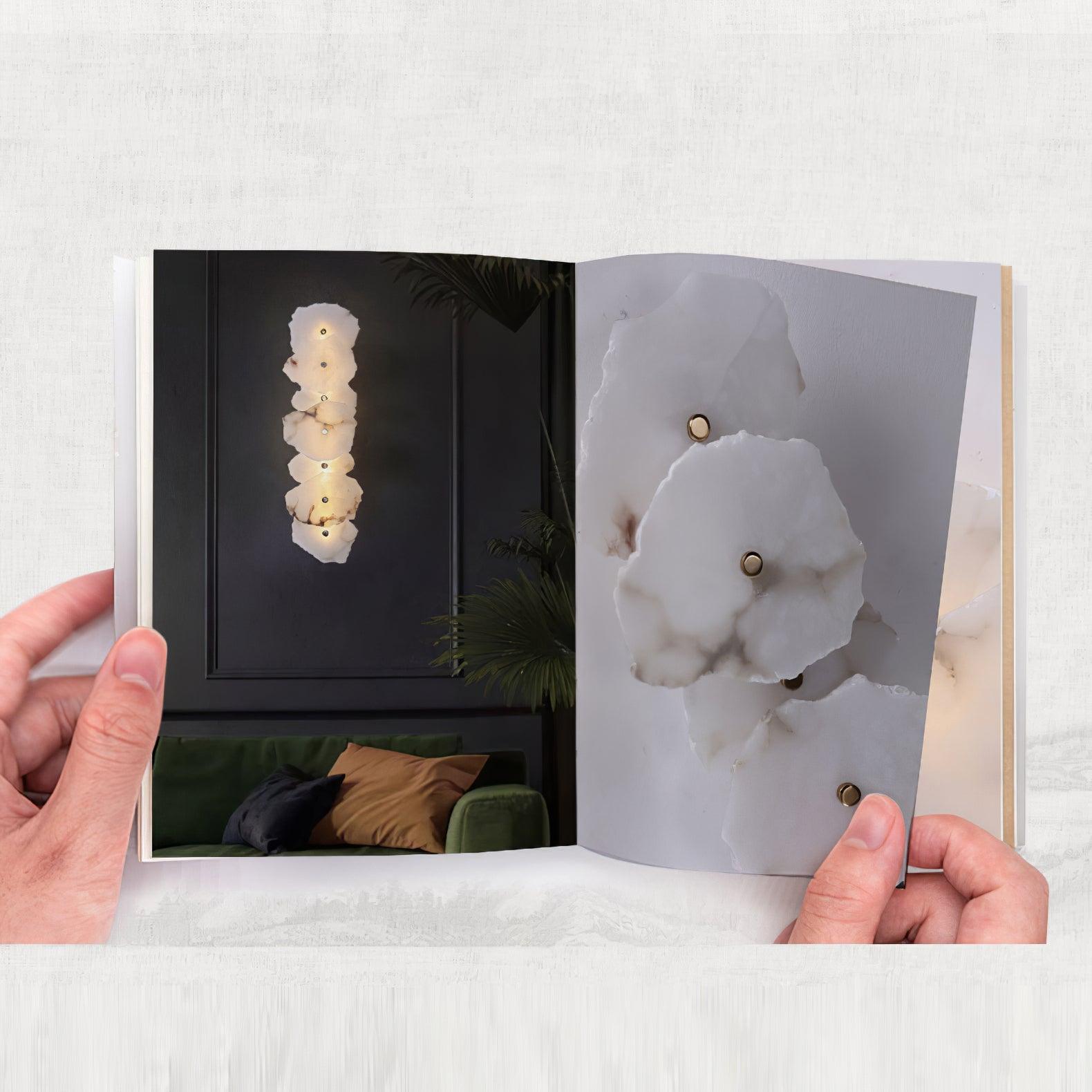 Alabasten Wandlamp — Echte Natuursteen met Gouden Armatuur — 1/3/5/7/9 Lichtpunten | Sansoti