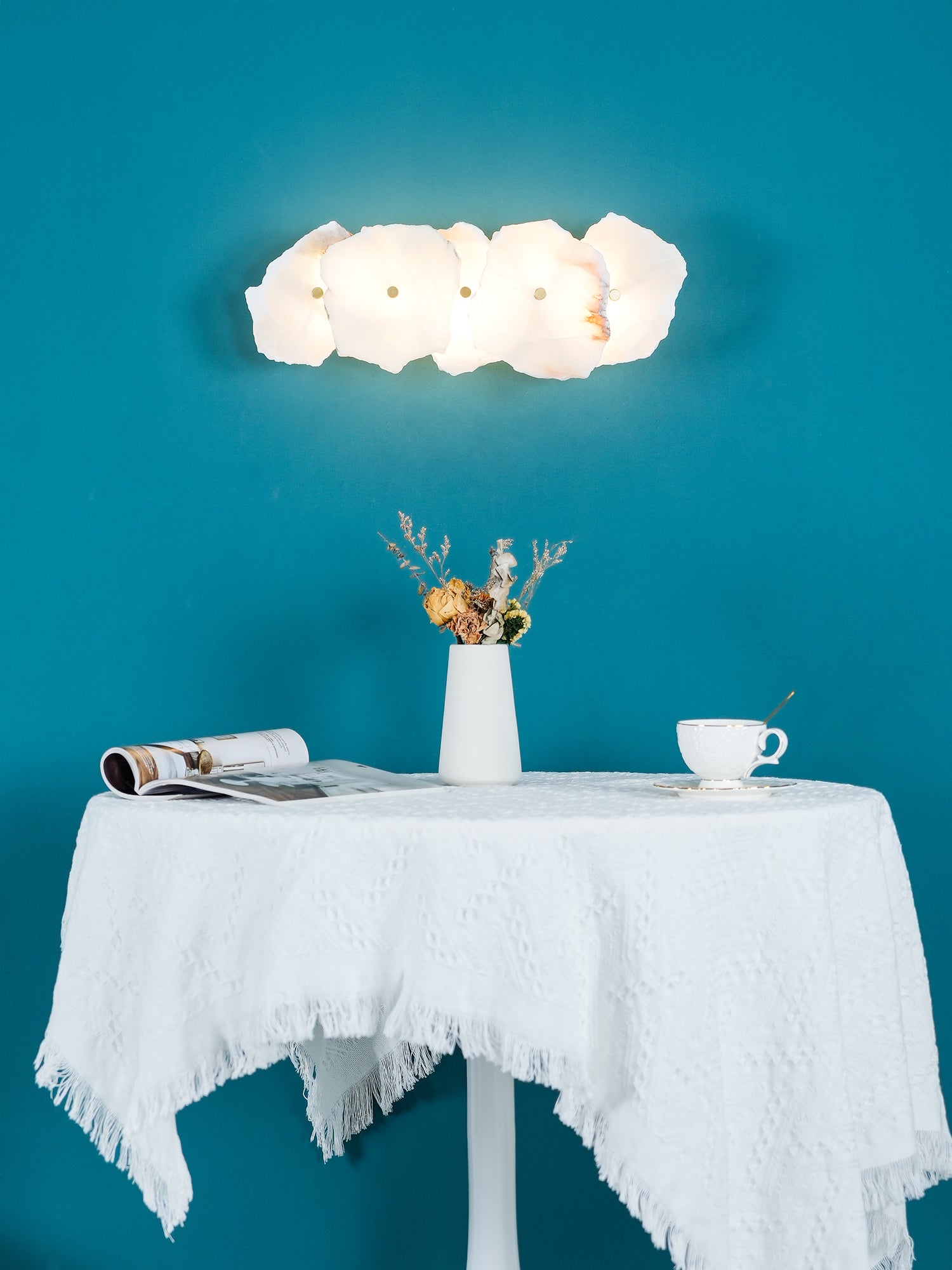 Alabasten Wandlamp — Echte Natuursteen met Gouden Armatuur — 1/3/5/7/9 Lichtpunten | Sansoti