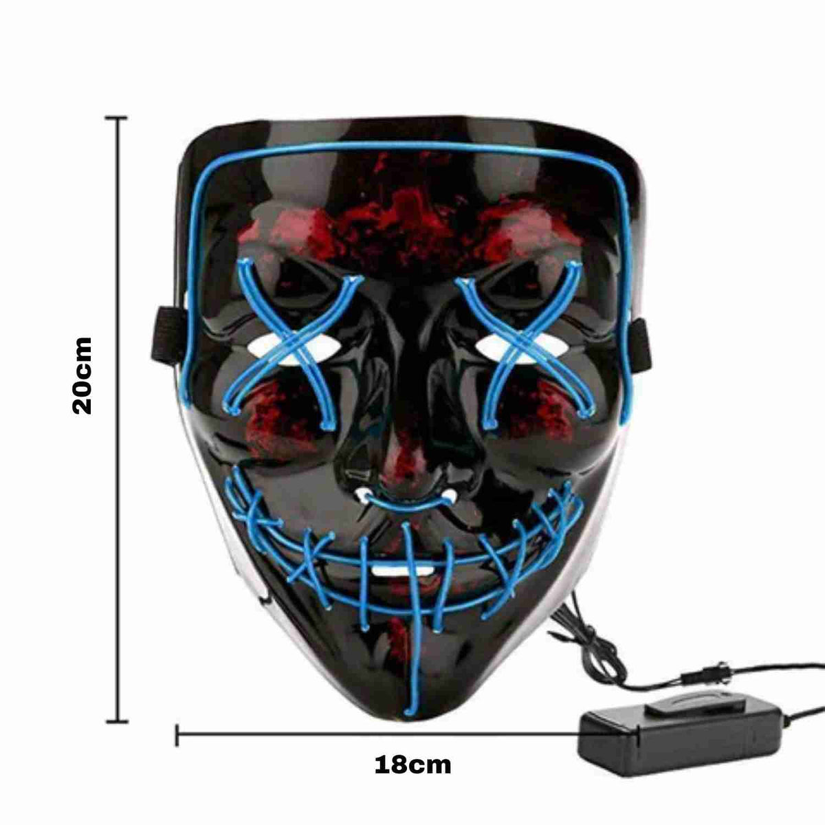 LED-Beleuchtung Festmaske im Horror-Design mit 4 Lichtmodi und weichem Schaumstoff für Halloween und Festivals | Sansoti