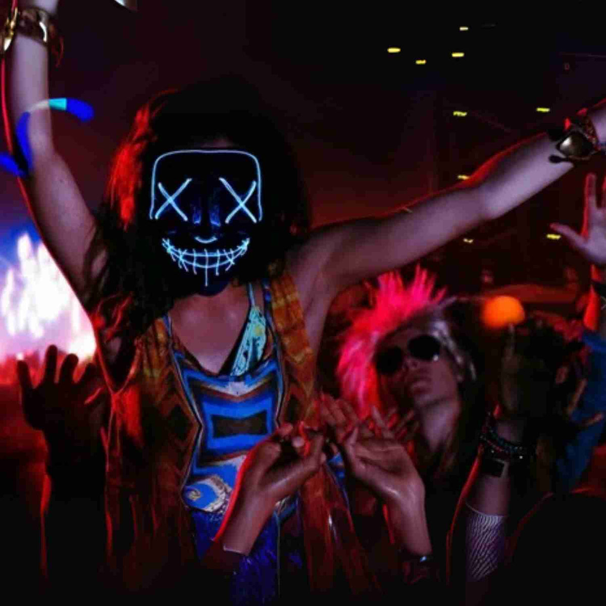 LED-Beleuchtung Festmaske im Horror-Design mit 4 Lichtmodi und weichem Schaumstoff für Halloween und Festivals | Sansoti