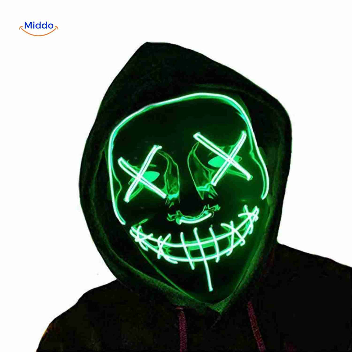 LED-Beleuchtung Festmaske im Horror-Design mit 4 Lichtmodi und weichem Schaumstoff für Halloween und Festivals | Sansoti