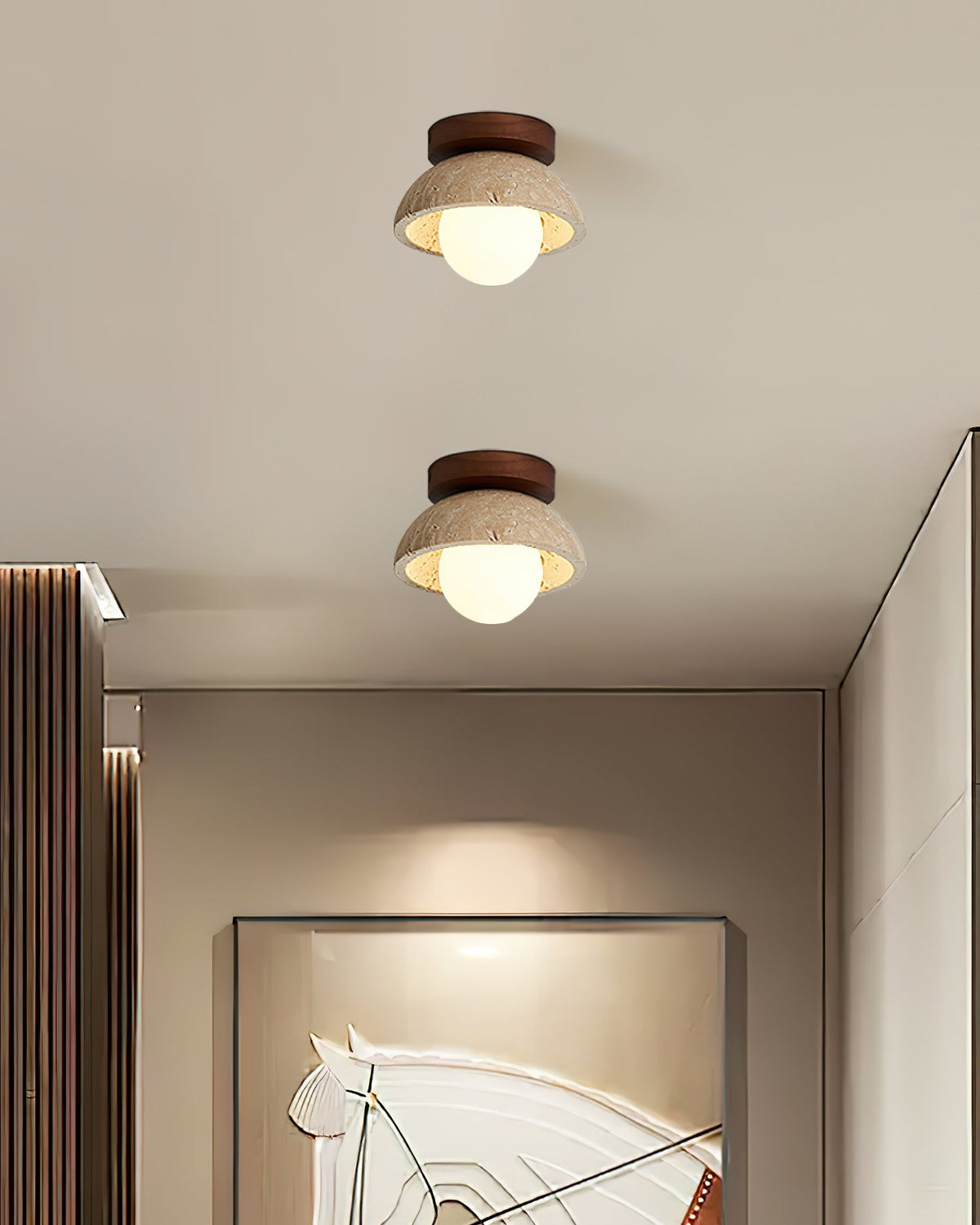 Runde Deckenlampe aus Holz G9-Fassung 15 cm Dimmbar Wand- und Deckenbeleuchtung Badezimmer Flur Schlafzimmer Wohnzimmer | Sansoti