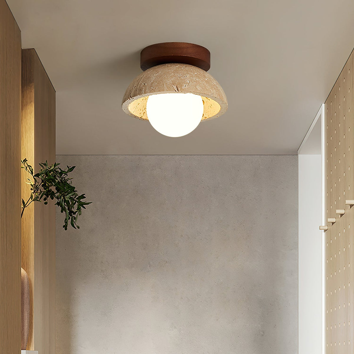Runde Deckenlampe aus Holz G9-Fassung 15 cm Dimmbar Wand- und Deckenbeleuchtung Badezimmer Flur Schlafzimmer Wohnzimmer | Sansoti