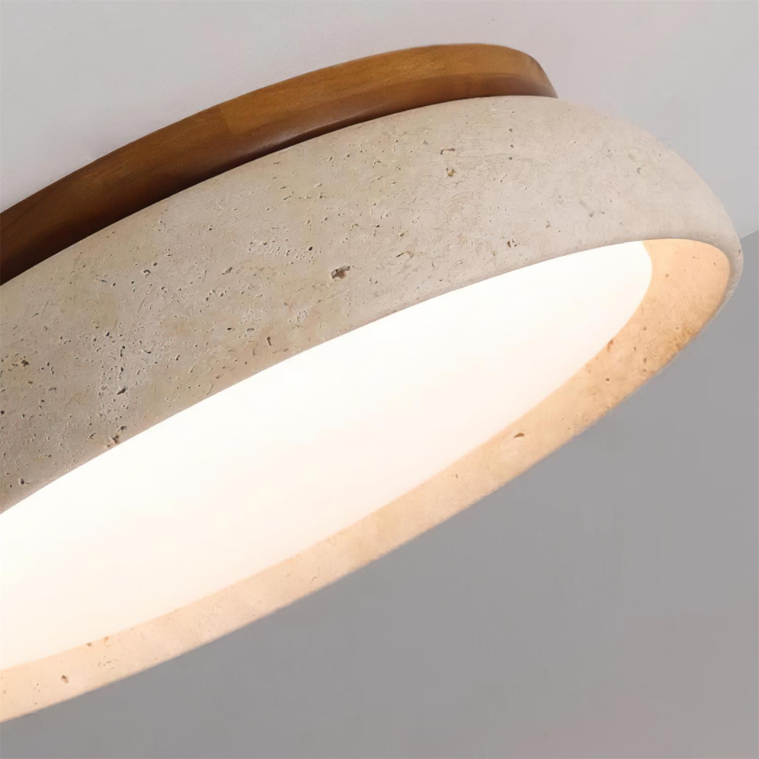 Depiara Deckenleuchte Travertin Holz LED 3000K Beige Deckenbeleuchtung Wohnzimmer Schlafzimmer Flur Badezimmer modern minimalistisch | Restfield