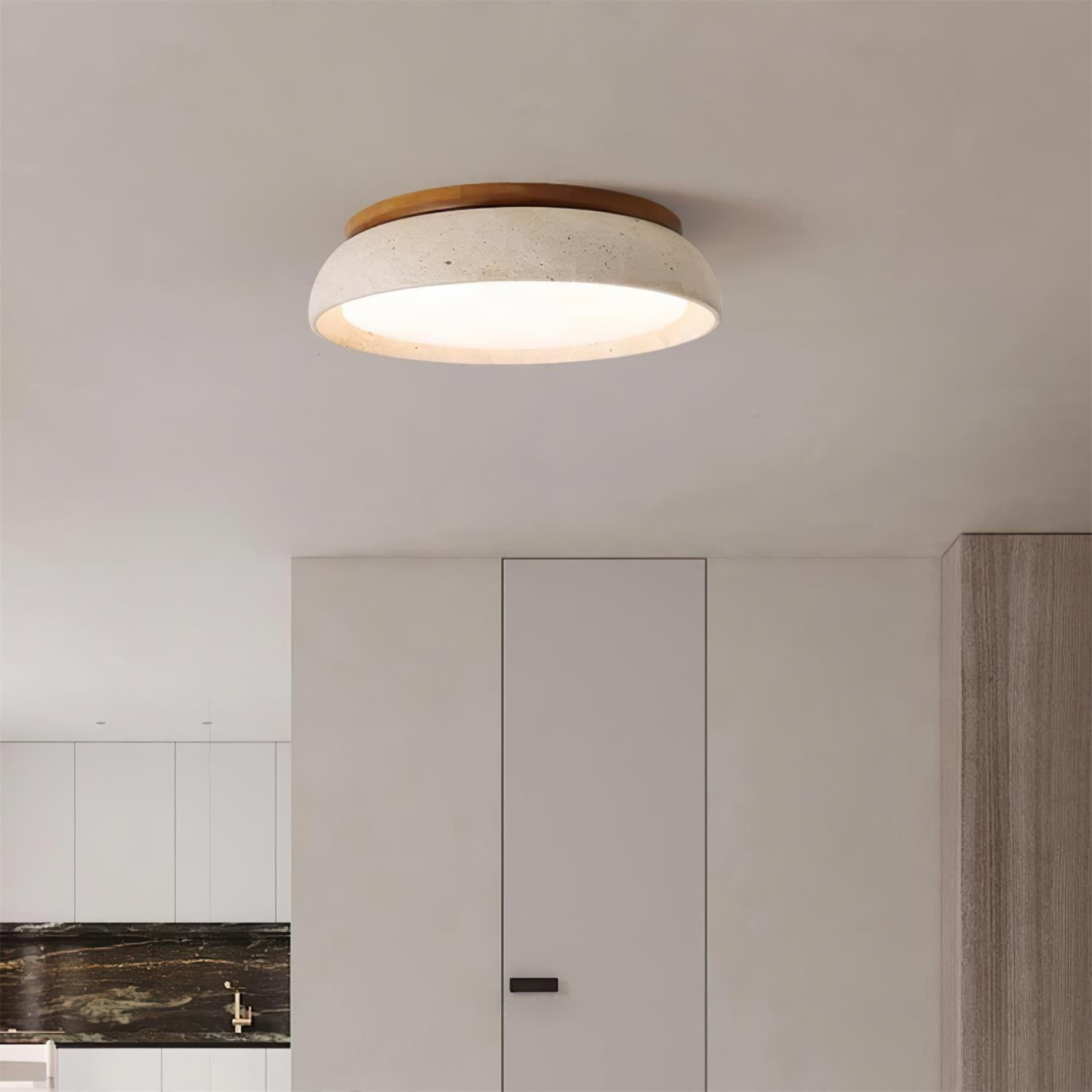 Depiara Deckenleuchte Travertin Holz LED 3000K Beige Deckenbeleuchtung Wohnzimmer Schlafzimmer Flur Badezimmer modern minimalistisch | Restfield
