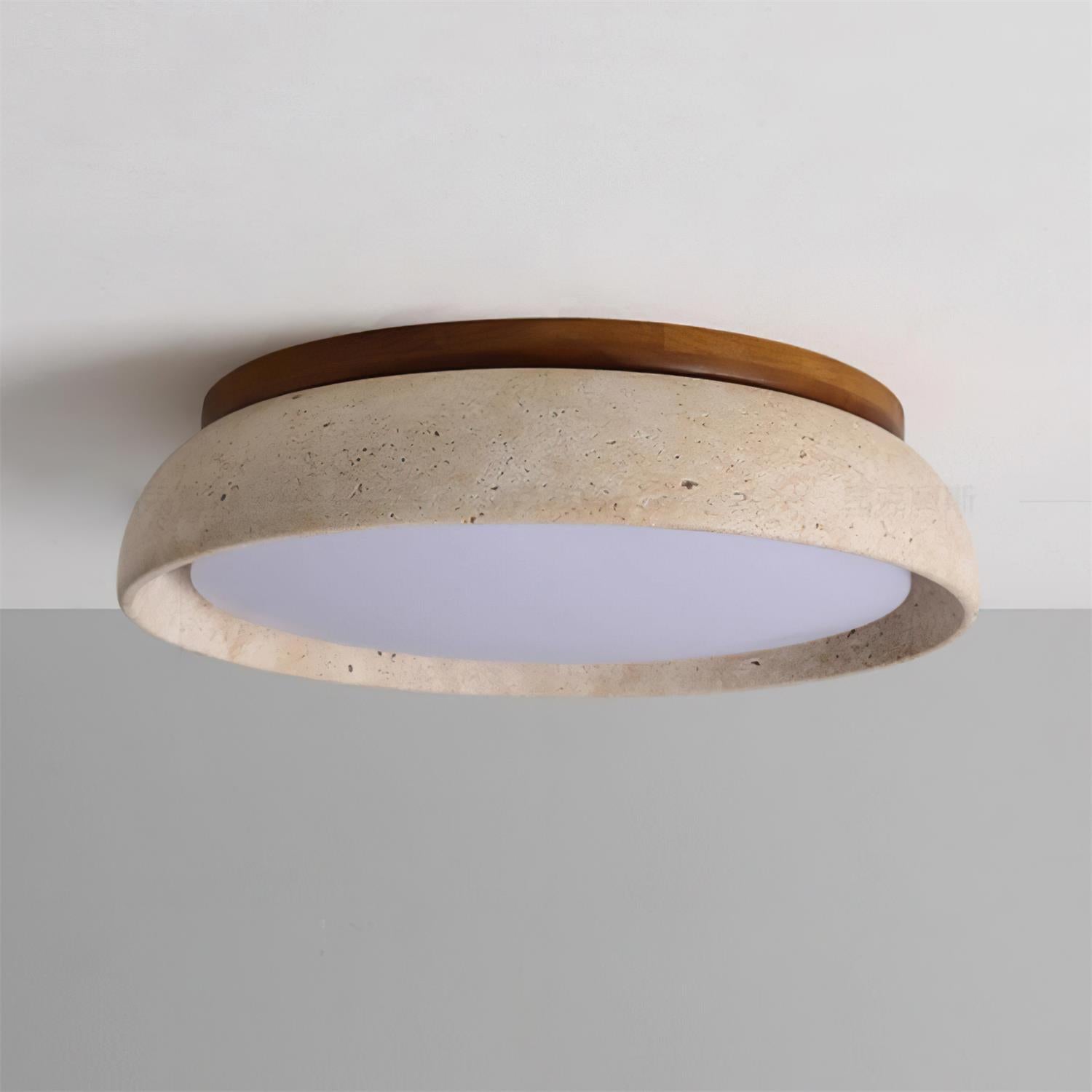 Depiara Deckenleuchte Travertin Holz LED 3000K Beige Deckenbeleuchtung Wohnzimmer Schlafzimmer Flur Badezimmer modern minimalistisch | Restfield