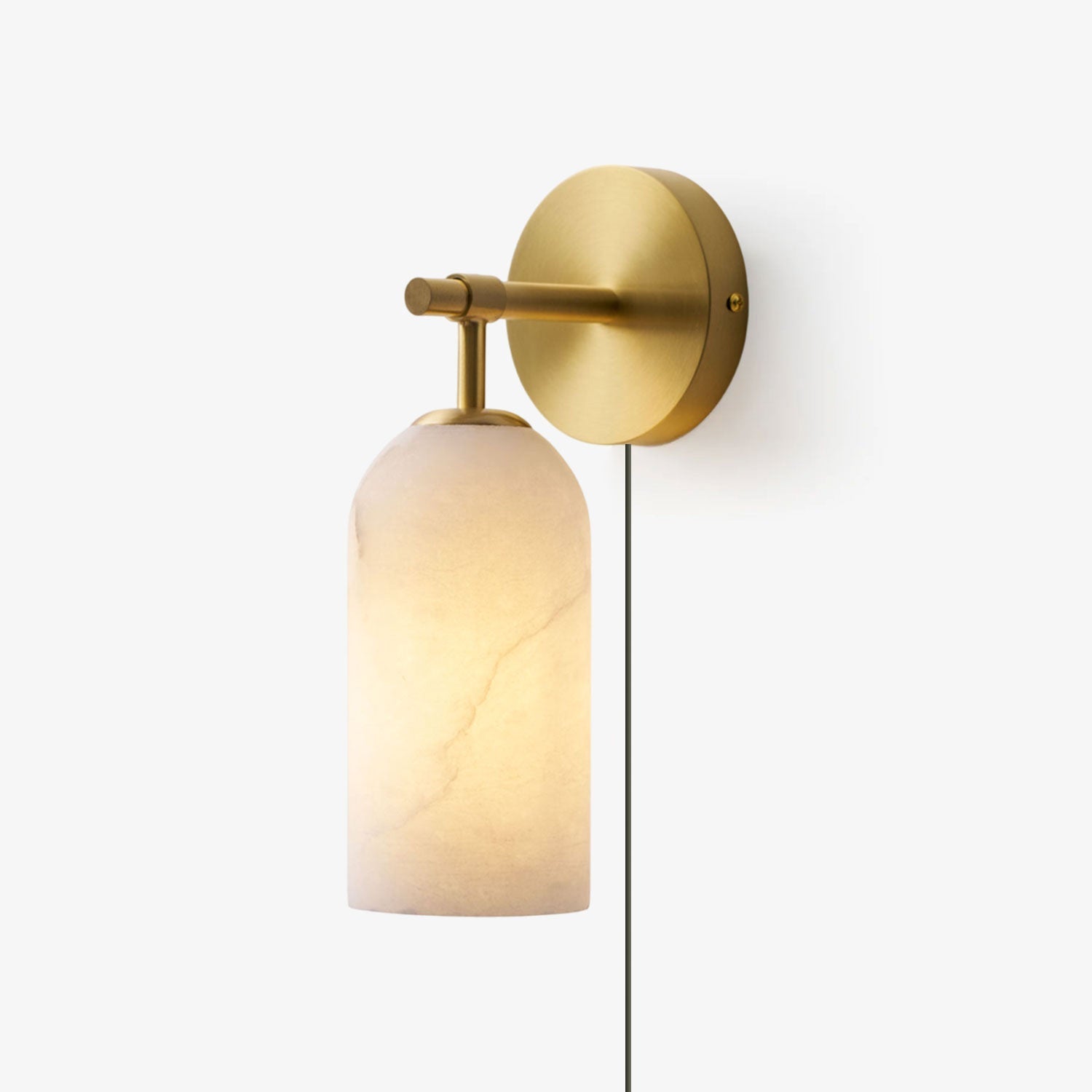 Luxe Alabaster Wandlamp Met Cilindervormige Kap In Brons Of Goud Voor Sfeervolle Binnenverlichting | Sansoti