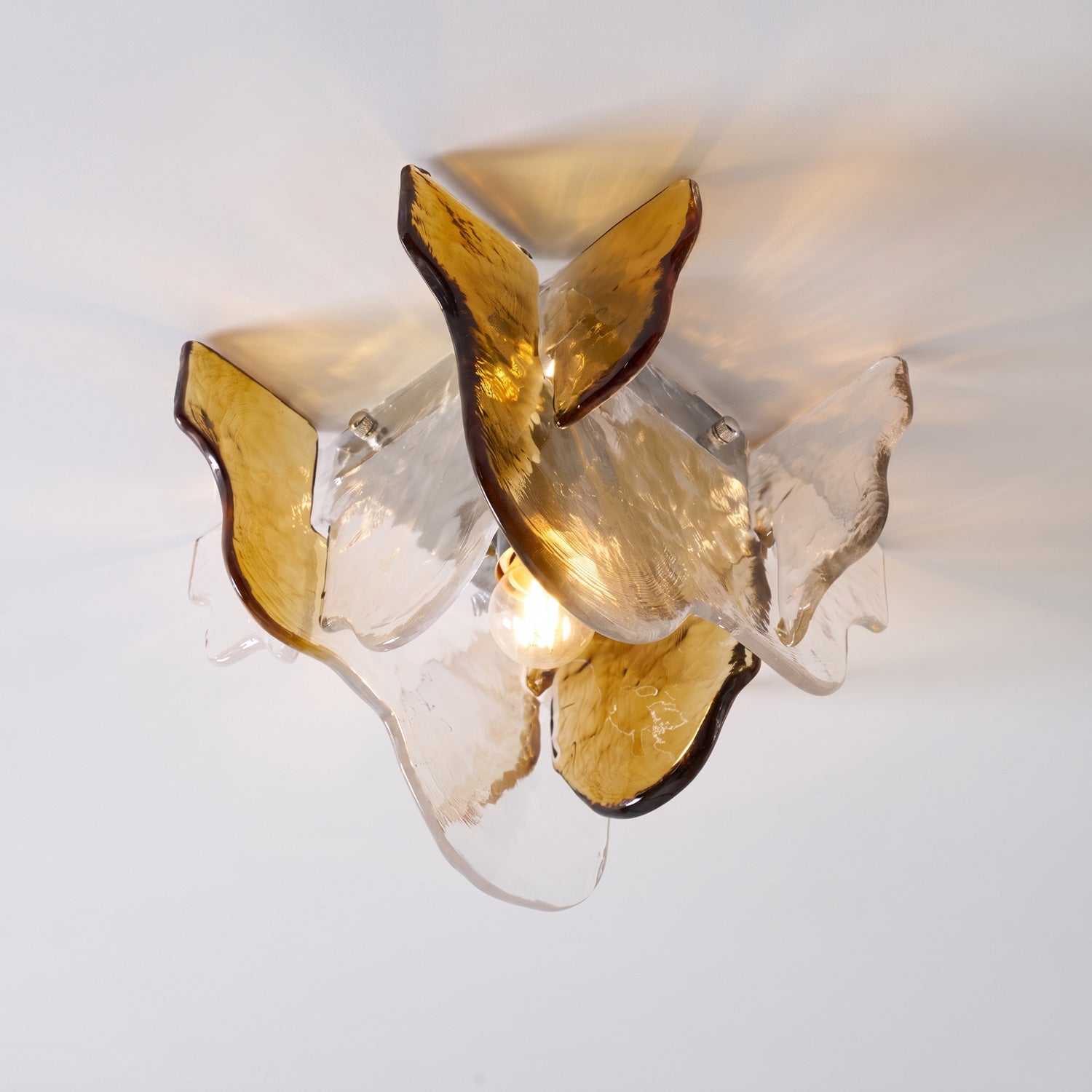 Plafondlamp Handgeblazen Glas Murano Stijl Smoke Gray Amber Clear | Sansoti